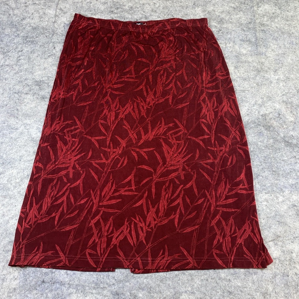 New Maggie Barnes Skirt Women's 2X Red‎ Floral Tropical Elastic Stretch